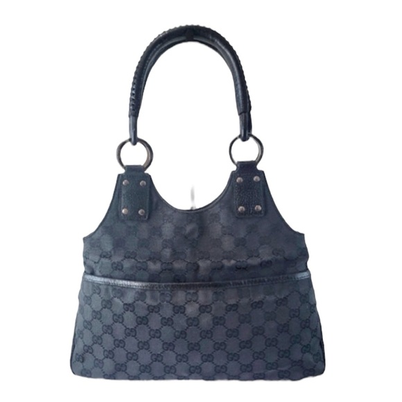 Gucci Handbags - Gucci GG Monogram Canvas Black Handbag Satchel Bag
